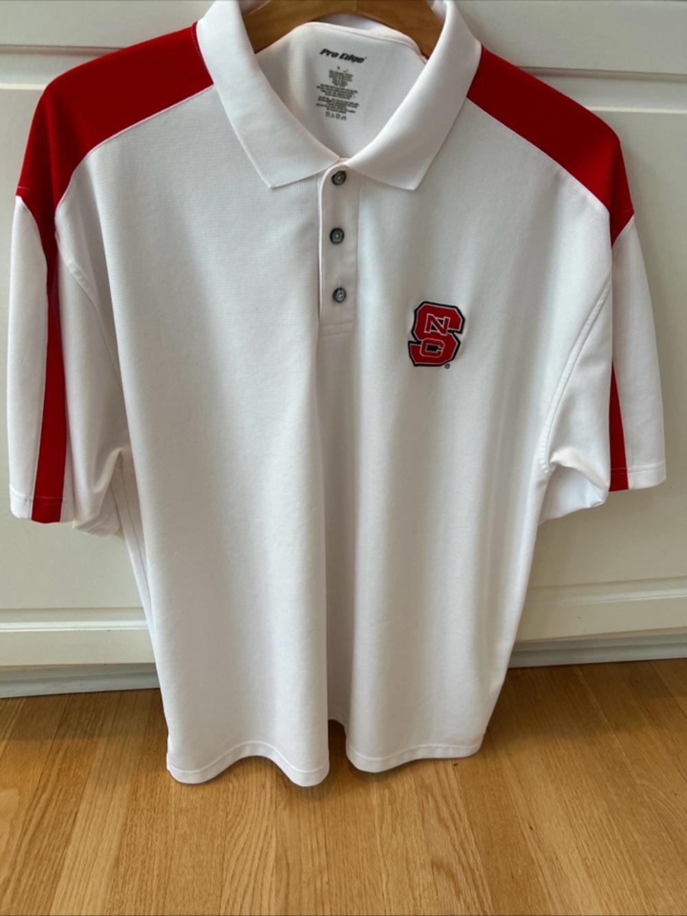 Pro Edge Men’s NC State White & Red Short-Sleeve Polo Shirt Size XL